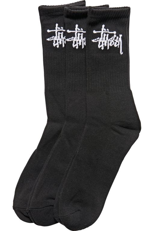 Stussy Mens Graffiti Crew (3 Pack) Socks Black - RFKXU3271